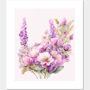 Beautiful Purple and Pink Wildflowers meadow, Lavender Flowers Violet Wildflowers garden Posters and Art